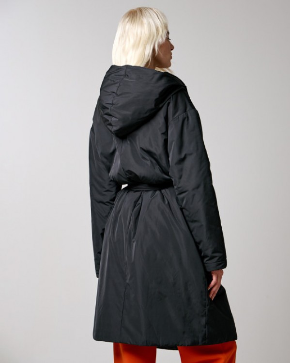 Oversized μακρύ μπουφάν Access με κουκούλα Μαύρο