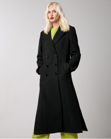 Long coat with crossed epaulettes Access Black