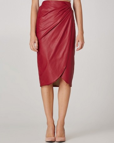 Pencil midi skirt Lynne with leather look Bordeaux