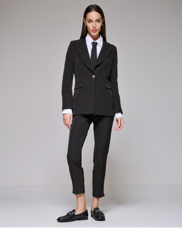 Access single button jacket with wide lapel Black