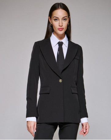 Access single button jacket with wide lapel Black