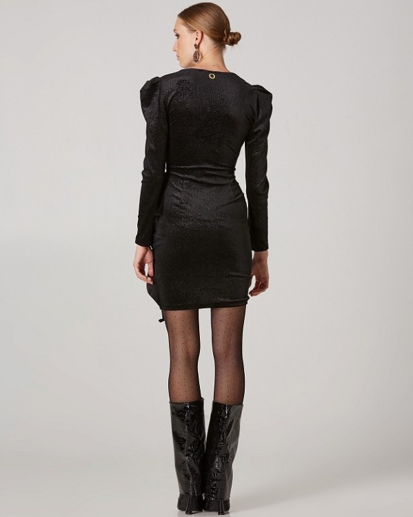 Μίνι φόρεμα Lynne με όψη βελούδου και glitter Μαύρο