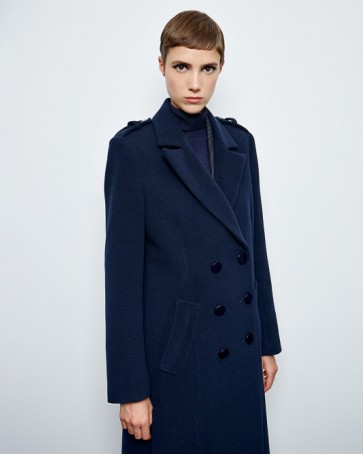 Long coat with crossed epaulettes Access Blue