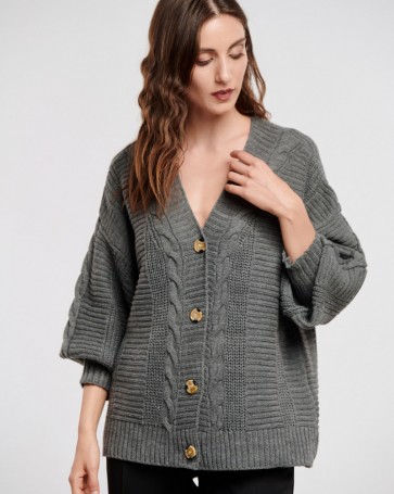 Knitted cardigan Fibes Fashion Grey