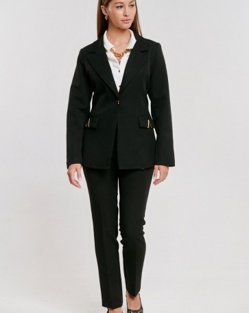 Fibes Fashion blazer with lapel collar Black