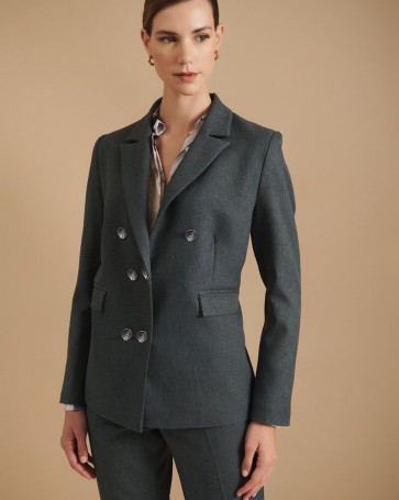 Fibes Fashion suit with diagonal weave Grey