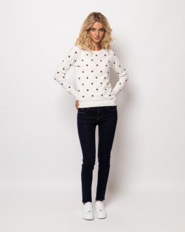 Heavy Tools knitted blouse with small dots Off White