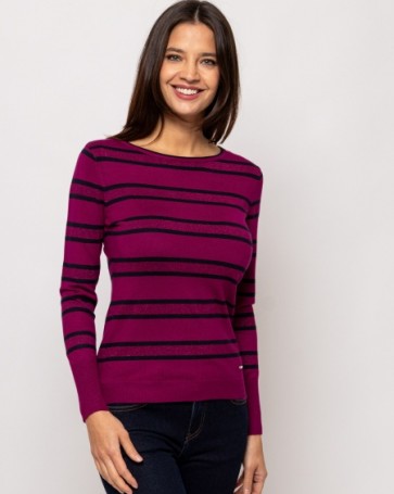 Heavy Tools knitted blouse with stripes Magenta