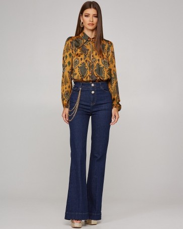 Lynne floral blouse with collar Bronze 