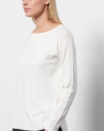 Bill Cost knit blouse with round neck Ecru