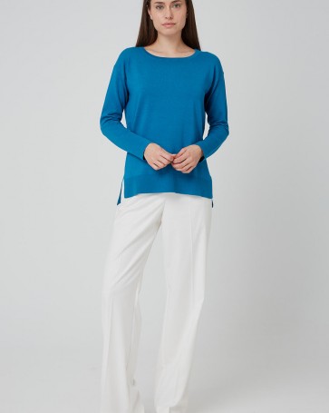 Bill Cost knit blouse with round neck Petrol