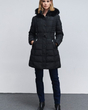 Fibes Fashion long quilted jacket Black