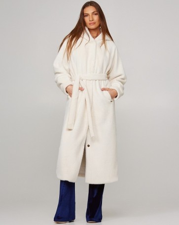 Lynne faux fur coat with hood Off White