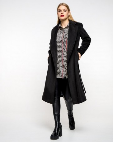 Passager coat with belt and pockets Black