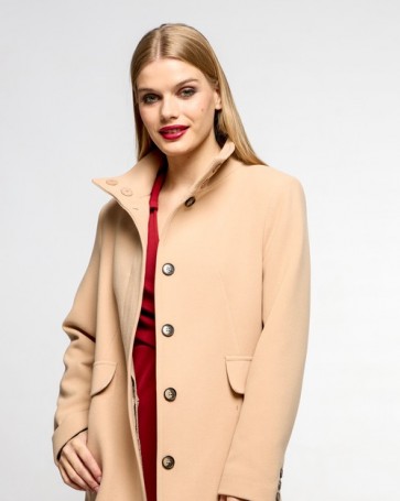 Passager medium coat with high collar Cream