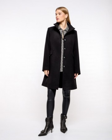 Passager medium coat with high collar Black
