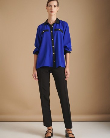 Fibes Fashion shirt with gold buttons Blue Royal
