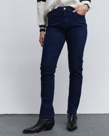 Fibes Fashion high waist five pocket jeans Blue
