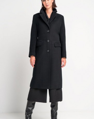 Fibes Fashion long coat with lapel collar Black