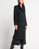 Μακρύ παλτό Fibes Fashion με πέτο γιακά Μαύρο