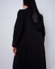 Μακρύ παλτό Fibes Fashion με πέτο γιακά Μαύρο