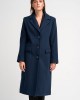 Μακρύ παλτό Fibes Fashion με πέτο γιακά Μπλε