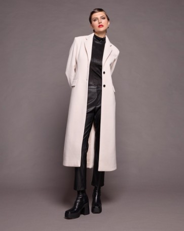 Passager long coat with open back Ecru
