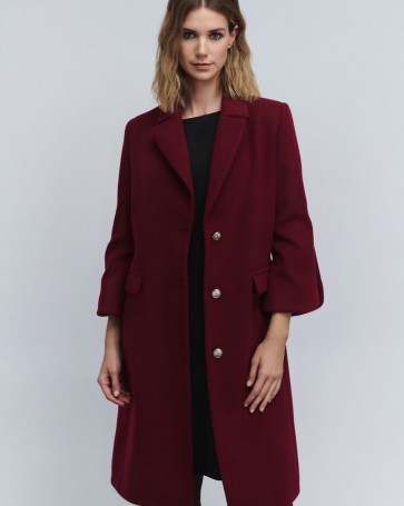 Fibes Fashion long coat with lapel Bordeaux 