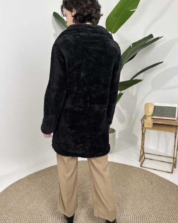 Παλτό teddy Cento με τσέπες Μαύρο