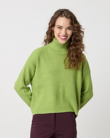 Passager lurex turtleneck sweater Lime