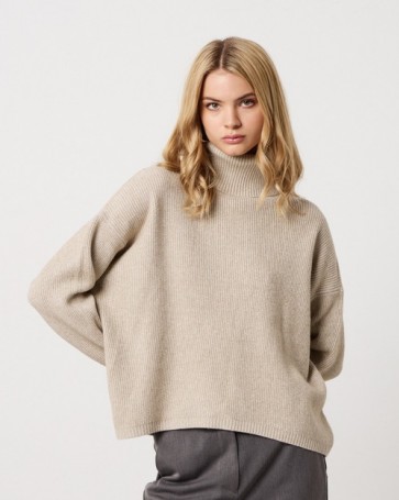 Passager lurex turtleneck sweater Beige