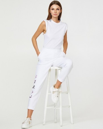 Αμάνικη βαμβακερή μπλούζα Lynne με στρας στους ώμους Λευκό