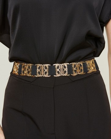 Lynne elastic belt with metal elements around the perimeter Gold