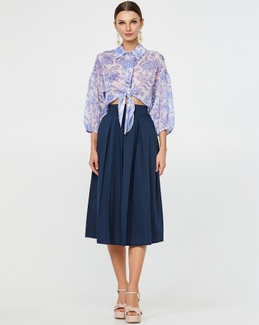 Lynne printed shirt with tie Lilac 