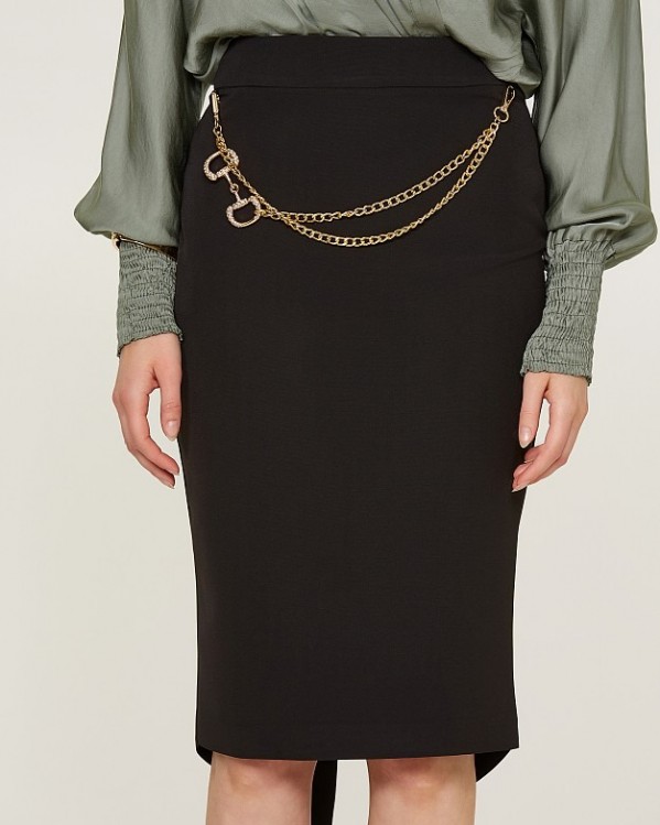 Μίντι πένσιλ φούστα Lynne με διακοσμητικές αλυσίδες Μαύρο