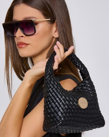 Lynne mini bag with braid and top handle Black