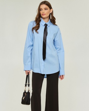 Oversized Lynne shirt with tie Light Blue