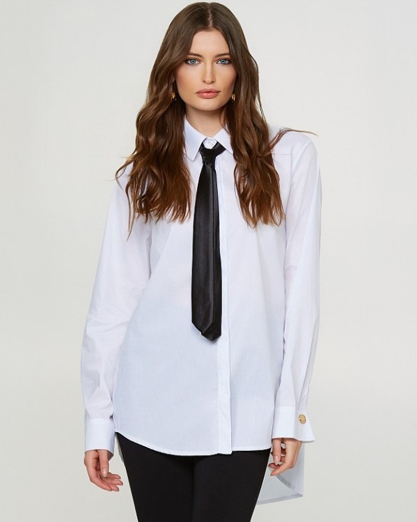 Oversized πουκάμισο Lynne με γραβάτα Λευκό