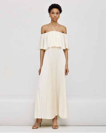 Access maxi dress with crinkled look Vanilla
