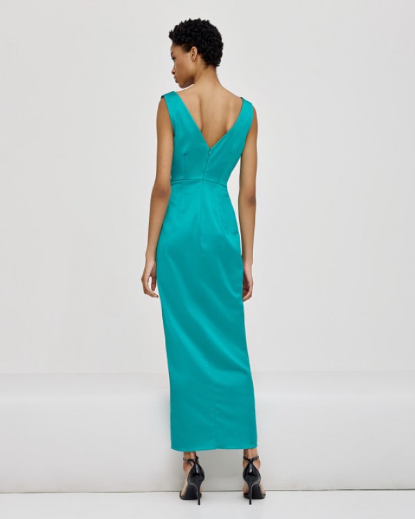 Φόρεμα σατέν κρουαζέ Access με σούρες Lagoo