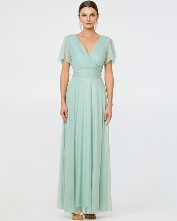Lynne V neck maxi dress with sleeves Mint 