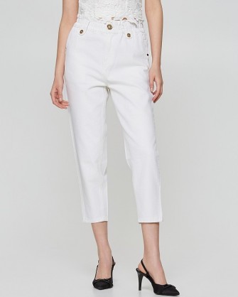 Lynne high waist mom fit pants with laces Off White