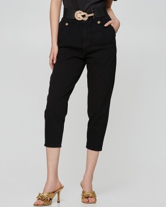 Lynne high waist mom fit pants with laces Black