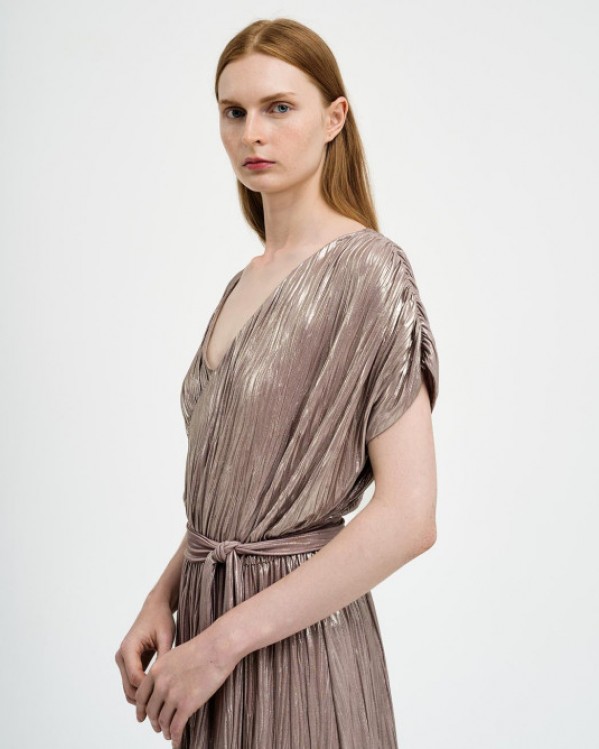 Φόρεμα Access σε τσαλακωτή μεταλλιζέ όψη Bronze