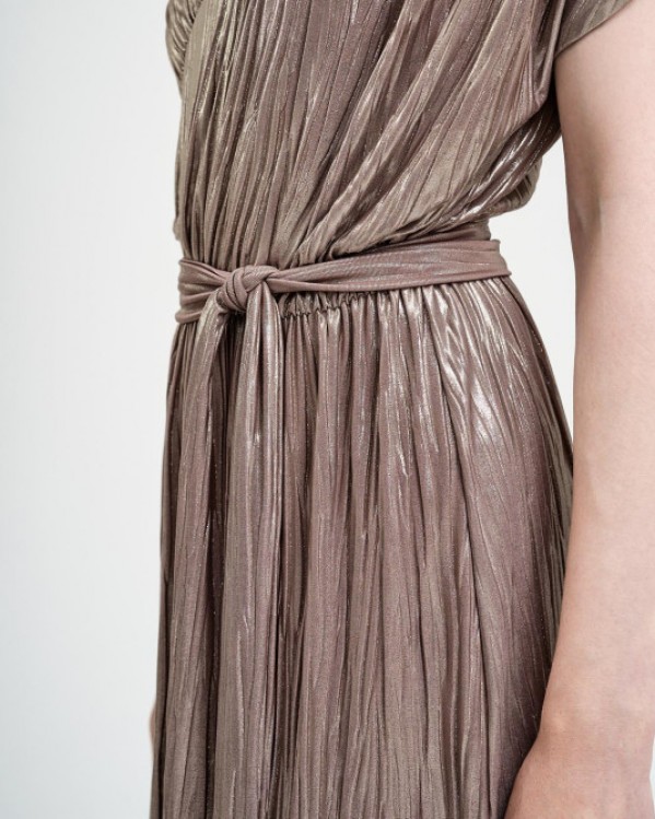 Φόρεμα Access σε τσαλακωτή μεταλλιζέ όψη Bronze