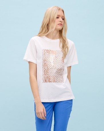 Μπλούζα t-shirt Passager με rose gold στάμπα Λευκό