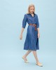 Φόρεμα jean Passager με κουμπιά και ζώνη Μπλε Denim
