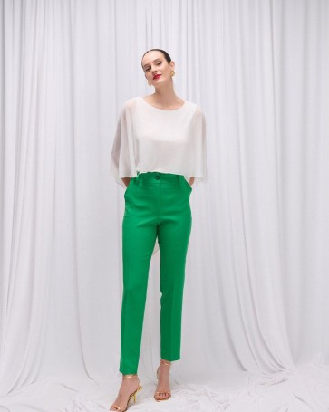 Κρεπ ψηλόμεσο παντελόνι Fibes Fashion Πράσινο