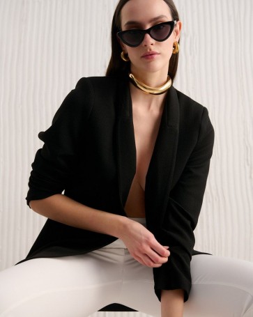 Σακάκι Fibes Fashion χωρίς πέτο Μαύρο
