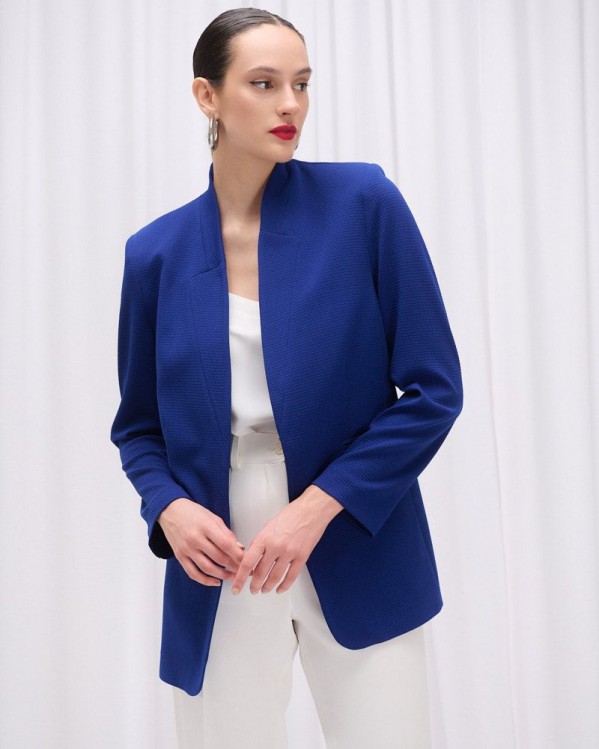 Σακάκι Fibes Fashion χωρίς πέτο Μπλε Ρουά